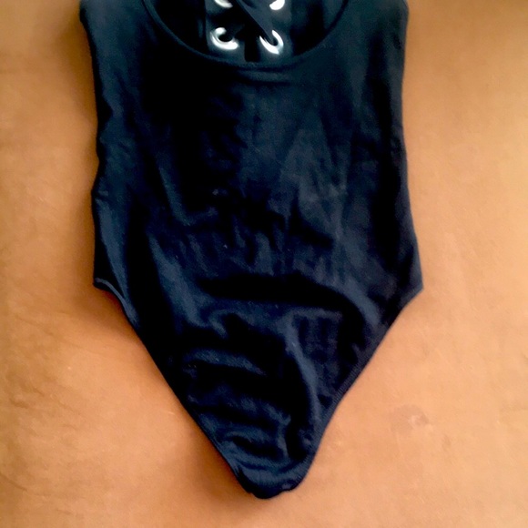 Topshop Black Lace-Up Body Suit - NWOT - Picture 6 of 9